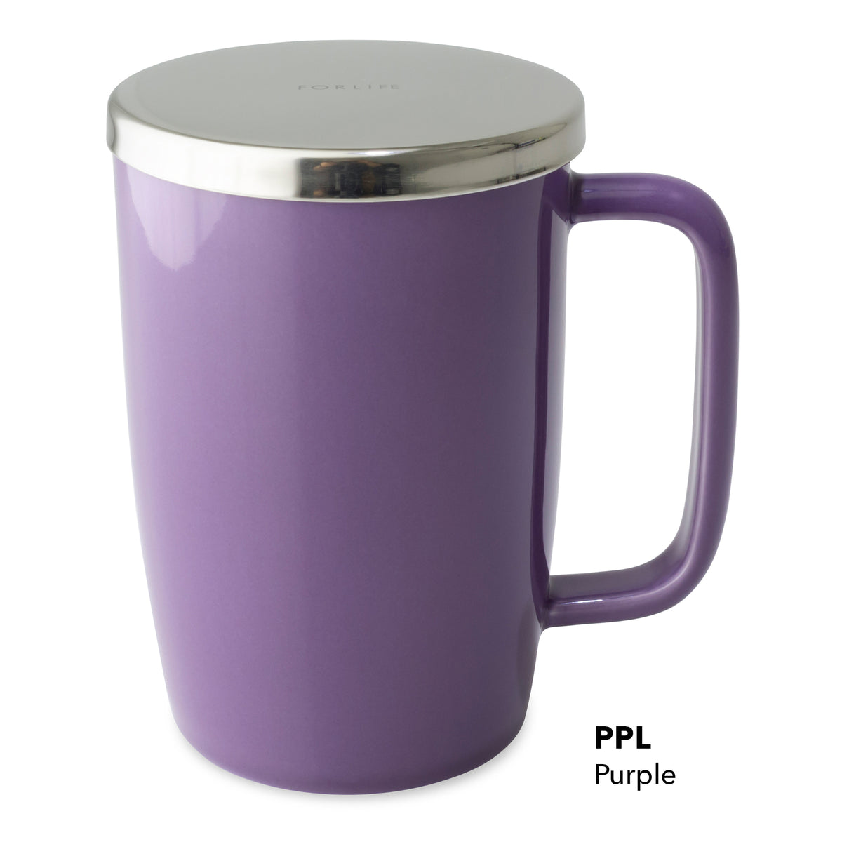 FORLIFE Mug With Basket Infuser and Stainless Steel Lid : Glossy Purple