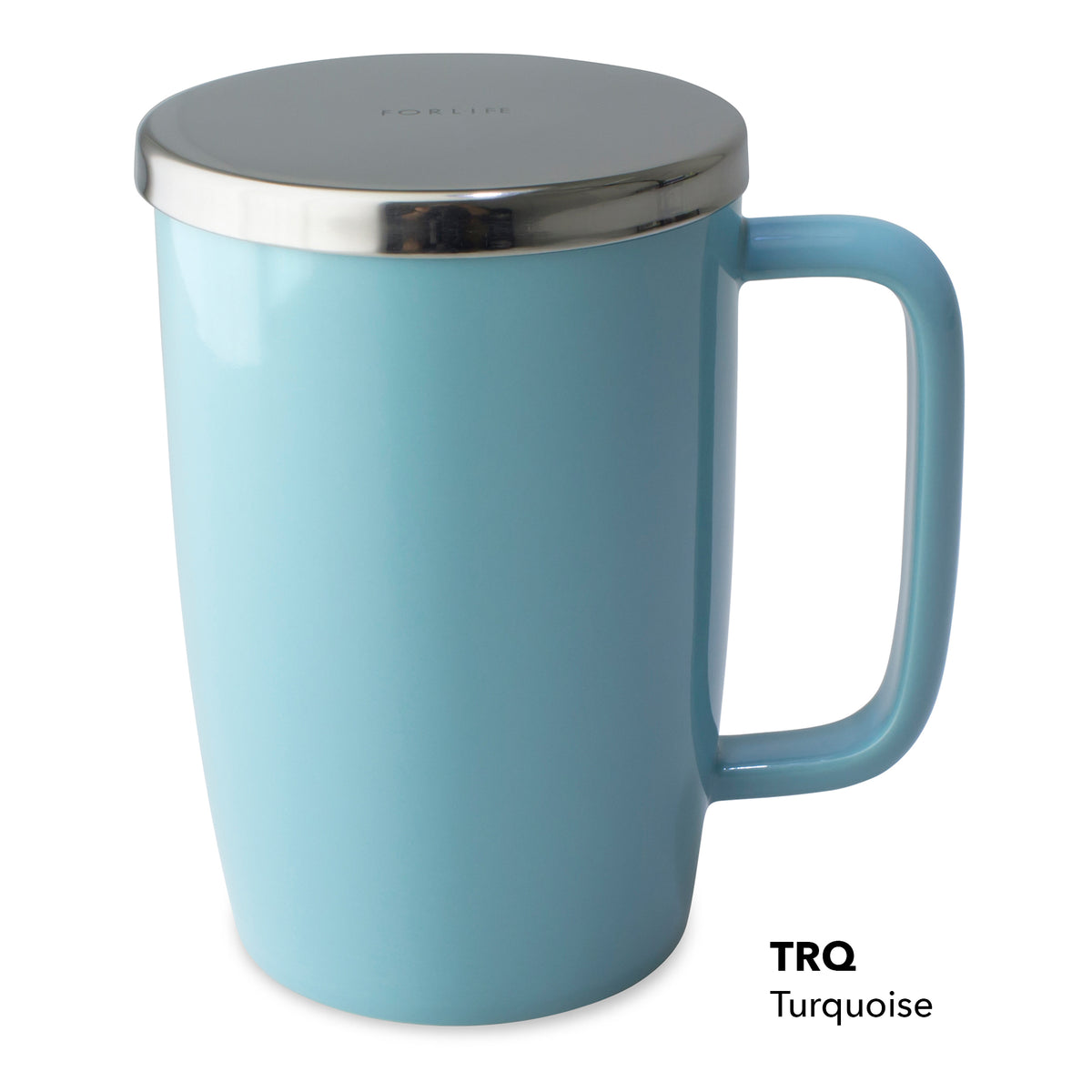FORLIFE Mug With Basket Infuser and Stainless Steel Lid : Glossy Turquoise