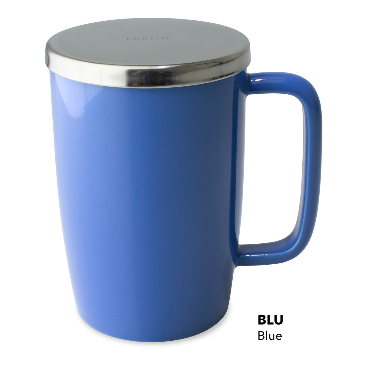 FORLIFE Mug With Basket Infuser and Stainless Steel Lid : Glossy Blue