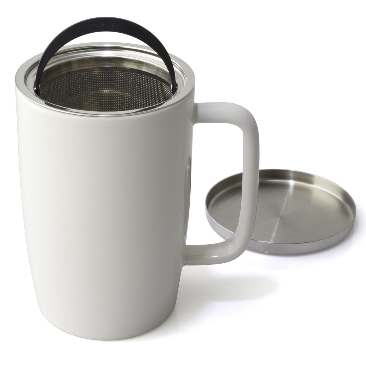 FORLIFE Mug With Basket Infuser and Stainless Steel Lid : Glossy Turquoise